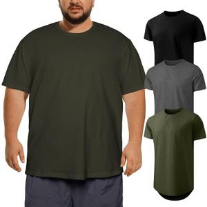 Men's Big and Tall T-Shirts Casual Stretch Short-Sleeve Tee for Men (Black/Dark Gray/Army Green), Size 5XL