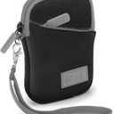 USA GEAR Compact Camera Case - Water Resistant Digital Camera Small Bag w/Belt Loop, Wrist Strap, Pocket for SD Card, Charging Cable - Pouch Compatible with Canon, Nikon, Sony and More (Black)