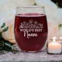 World's Best Nanni Wine Glass - Gifts For Nanni From Grandkids - Birthday Gifts For Nanni - Mother's Day Gifts - Nanni Wildflowers Wine Glass - Best Nanni Floral Wine Glass