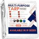 Large Waterproof Tarp - Heavy Duty 10 Mil Thick Poly Tarpaulin Ideal for Canopy Tents, Boats, RV or Pool Covers - Multipurpose Protective Tarps with Grommets for Indoor and Outdoor Use | 16' x 20' 2 Pack