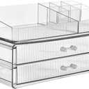 ZHIAI stackable storage drawers, acrylic storage rack, cosmetics and beauty products organizer, suitable for makeup room, bathroom, pantry, home bedroom storage