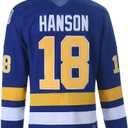Youth Hanson Brothers Charlestown Chiefs 16 Jack 17 Steve 18 Jeff Slap Shot Movie Ice Hockey Jersey (Large)