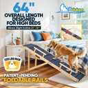 Dog Ramp for Bed with Rails, 64" Long Foldable Pet Ramp for Small Large Dogs, Dog Ramps for High Beds with Safety Side Railng, 6 Adjustable Heights 24" to 30" Up to 220LBS (Gray, 64" X 17inch)
