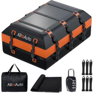 Car Rooftop top Cargo Carrier 21 Cubic feet Waterproof for All Cars with/Without Rack, Includes Anti-Slip Mat, 10 Reinforced Straps, 6 Door Hooks, Luggage Lock