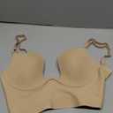 Low Back Bras for Women-Invisible Backless Bra-Seamless Secret Plunge Bra No Show Multiway Bras Deep U Plunge Halter 32 DDD