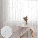 SMILE WEAVER White Sheer Curtains 84 Inch Long for Living Room,Privacy & Light Filtering Semi Sheer Curtain with Star Print Design,Lightweight Voile Transparent Bedroom Window Drapes,2 Panels
