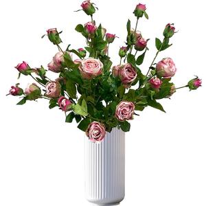 4Pcs Pink Rose Artificial Flowers Real Look, 26'' Fake Faux Silk Roses with Long Stems for Tall Vase,Pink Flower Bouquet for Home Decor,Flores Irosas Artificiales Para Decoracion,(purple pink)