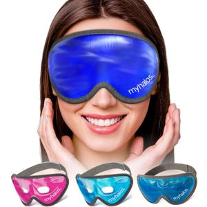 MyHalos Gel Eye Mask - Reusable Cold Eye Mask with Adjustable Straps- Our Soothing Eye Gel Mask Helps Puffy Eyes, Dark Circles and Hangovers - Our Eye Ice Pack Also Relieves Sinus Pain & Headaches (Grey)