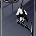 Aesthetic Black Anime Glass Case for iPhone 16 Pro Max, Unique Manga Art Design, Sleek Glossy Tempered Glass Cover (Yuta_Okkotsu)