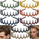 LAPOHI 8 PCS Non Slip Fashion Effortless Plastic Headbands with Teeth Comb Skinny Hair Accessories Bands for Women Men Teen Girls, Comb Teeth Morandi
