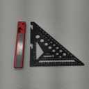 8 in 1 Rafter Square with Carpenter Pencil, Multi-Purpose Carpenter Square Tools: Square, Protractor, Steel Ruler, MarkingGauge, T-Bevel Gauge, Bubble Level (Black)