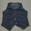 MakeMeChic Women's Denim Vest Tops Sleeveless Button Down V Neck Asymmetrical Hem Crop Jean Vest S