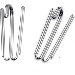Stainless Steel Curtain Hooks Drapery W Shape Hooks 60 Pack  and Pin 2 Prongs Pinch Pleat for Window, Shower Curtain