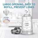 Doiliese Soap Dispenser, Glass Hand Soap Dispenser with Rust Proof Pump, 16oz Liquid Soap Container with Waterproof Labels, Dish & Hand Soap Pump for Bathroom, Kitchen, Brushed Nickel, Pack of 2