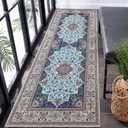 Rtizon Runner Rug for Bedroom, 2x6Ft Machine Washable Area Rugs, Vintage Non-Slip Low Pile Carpet for Entryway Hallway Office Living Room, Blue