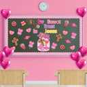 95Pcs Valentine's Day Sweet Candy Christian Bulletin Board Decoration Set Tis So Sweet to Trust in Jesus Valentine's Day Cutout Name Tags Faith Religious Wall Decor for Classroom Preschool Chalkboard