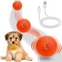 3 x Interactive Dog Toys - Self Rolling Dog Ball with Anti-Chewer Cover for Small/Medium Puppy, Active Motion Activated Toys That Move on its Own, Orange