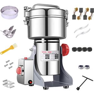 Electric Grain Grinder Mill 1000g High-speed Spice Herb Mill Commercial Powder Machine for Dry Cereals Grain Herb Spice Coffee Corn Bean (1000g Stand Type)