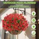 Artificial Flowers Fake Plants for Outdoors Spring Decoration, 13Bundles Silk Realistic UV Resistant Faux Flowers for Outside Planter Porch Yard Patio Garden Home Indoor, Red