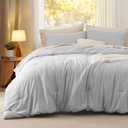 Bedsure California King Comforter Set, Light Grey Soft Prewashed Bedding for All Seasons, 3 Pieces GentleSoft Bed Set, 1 Lightweight Comforter (104"x96") and 2 Pillowcases (20"x36")
