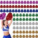 100 Pcs Cheerleading Pom Poms Metallic Foil Cheer Pompoms with Plastic Handle Cheerleader Pompoms Spirit Fun for Cheer Squad Dancing Party Performance Game Ball Sports Team