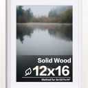Egofine 12x16 Picture Frame White Covered by Plexiglass Made of Solid Wood, Display Pictures 9x12 and 11x14 with Mat or 12x16 Without Mat for Wall Mounting