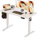 BIZUM Standing Desk Electric Adjustable Computer Desk-Stand up Desk Office Gaming Home Office Memory Desks 48x24 inches White, 47.2*23.6 Inch