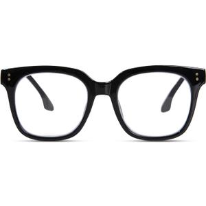 Oversized Reading Glasses for Women Men Large Square Frame Readers Trendy Eyeglasses with Spring Hinges (Black)