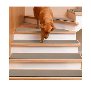 Rubber Backed Stair Carpet Treads Set of 15, Non Slip Stair Tread Covers for Wooden Steps, Machine Washable Basement Step Rugs Stair Pads, 8"x30", Brown