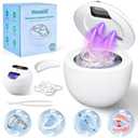 Retainer Cleaner, Upgraded Open-Window 45kHz Retainer Cleaner 200ML Dental Cleaning Pod with 4 Modes & Digital Timer (White Upgraded Version)