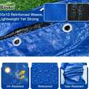 32 Ft Round Heavy Duty Winter Pool Cover,for 28ft Above Ground Pool,Cold and UV Resistant, Weatherproof and Durable, Winch & Cable Included (Blue/Black,Cover Diameter 32')