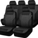 CAR PASS Car Seat Covers Full Sets, Front & Split Rear Bench for Car, 3D Tyre Embossed Automotive Interior Covers, Airbag Compatible, Quick Setup Universal Fit Seat Covers for Car, SUV(Charcoal) (Black and Charcoal)