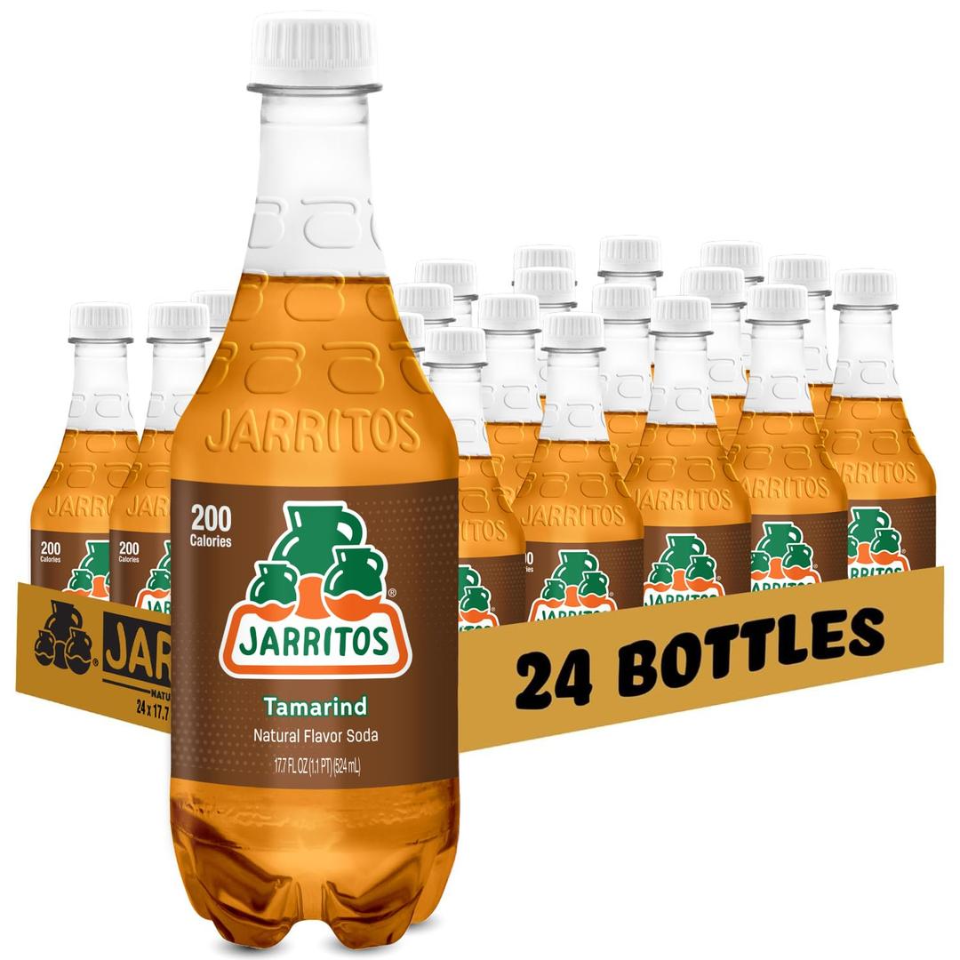 Jarritos - Mexican Soda Soft Drinks, Tamarind (17.7 oz, 524ml) 24 Bottles - Made with Real Cane Sugar - 0g Fat - Made in Mexico - Natural Flavor Soda Pop - Party & BBQ Beverages (EXP 11/03/26)