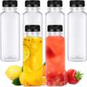 Pack of 6 14 Ounce Plastic Juice Bottle, Bulk Beverage Containers, Drink Containers for Milk, Juice, Drinks Bottle Black Lid