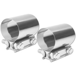 2.5 Inch Exhaust Clamp, 2Pack 2.5" Joint Exhaust Pipe Muffler Clamp Band 304 Stainless Steel Universal Car Accessories for Muffler Pipe Repair, Catalytic Converters