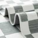 jinchan 8x10 Checkered Area Rugs for Kids Room - Machine Washable Soft Rug Modern Geometric Lattice Non-Slip Carpet for Nursery Playroom Classroom Living Room Bedroom Dining Room Home Office Grey