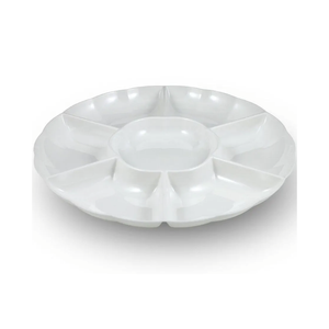 Sovereign White Premium Plastic Sectional Tray - 18" (1 Pc) - Elegant, Durable & Versatile - Ideal for Parties, Events, and Catering