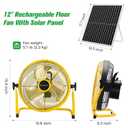 blessny 12" Solar Rechargeable Floor Fan with 35W Solar Panel for Home Outdoor Camping Gazebo Greenhouse Barn Poultry Pet House Cooling or Air Circulation, 23 Ft Long Cord