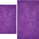 Bathroom Rugs Sets 2 Piece, Extra Soft Chenille Bath Mat Ultra Absorbent Bathroom Rug, Bathroom Mat with Sturdy PVC Non-Slip Bottom, Machine Washable Bath Rugs (20x32 Inch + 16x24 Inch, Purple)