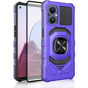 Ailiber for OnePlus Nord N20 5G Stand Case, Screen Protector-Purple | Flexible Stable Ring Kickstand Holder Military-Grade Drop Protection, Build-in Metal for Magnet Car Mount Armor Cover