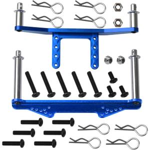 Metal Front & Rear Body Mounts Body Posts Upgrade Parts Compatible with Traxxas Slash 2WD Rustler Stampede VXL 1/10 RC 2WD Car (Blue)