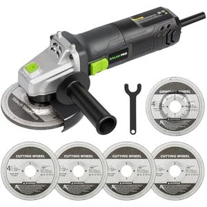 GALAX PRO Electric Angle Grinder,Equipped with 4.0 Amps Motor with 750W Max Output Power,4-1/2 inch Corded Angle Grinder 12000RPM with Cutting & Grinding Wheels,Flap Disc and Auxiliary Handle