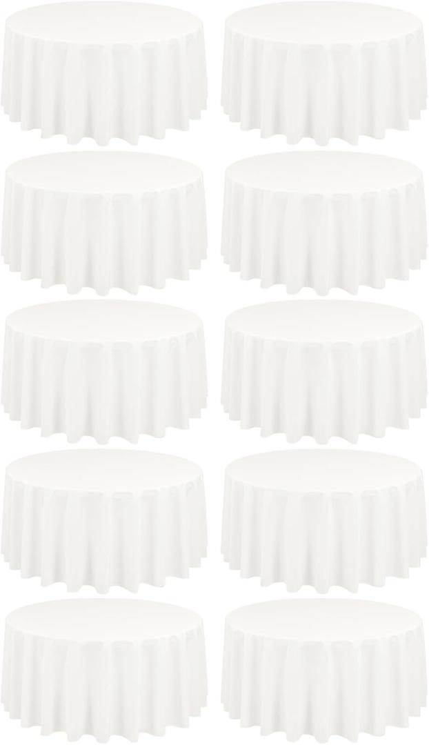 10 Pack Ivory Round Tablecloths - 90 Inch, Polyester Table Cover, Stain and Wrinkle Resistant Washable Fabric Table Cloths for Wedding Banquet Parties