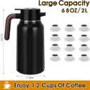 68oz Thermal Coffee Carafe, Stainless Steel Carafes for Hot Liquids 24 Hours, Insulated Coffee Carafes For Keeping Hot Coffee, Hot Water, Tea, Hot Beverage (2 Pack Black)
