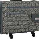 Everything Mary XL Flat-Top Rolling Sewing Machine Case Tan Geo Craft Bag with Wheels Portable Organizer for Sewing, Scrapbooking, Quilting & Craft Supplies