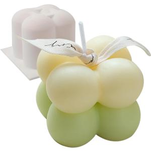 SENCCO Silicone Candle Molds, 3D Sphere Cube Silicone Molds, Cozy Atmosphere Design, Colorless, BPA Free, Silicone Molds for Candle Making, DIY, Resin, Wax, Soap, Chocolate Etc - Small