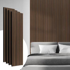 4-Pack 47.2 * 12.6 Inches 3D Modern Acoustic Wood Wall Panels Walnut Color Soundproof Wood Slat Panel for Interior Wall Decor For Homes, Offices, Studios, 4 Pack in Total 47.2"x50.4"