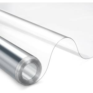 54 Inch x 15 ft Clear Vinyl Roll Sheet 10 Gauge Clear Plastic Roll Marine Vinyls Crystal Transparent Vinyl Sheeting for Window Boats Table Covering Greenhouse DIY Crafts Making Protective Film