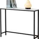 loglus Console Table for Entryway, Faux Marble MDF Sofa Table with Golden Frame (Single Layer, Black Frame)
