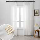 Off White Sheer Curtains 96 inch Length for Living Room Pinch Pleated Sheer White Curtains for Farmhouse Curtain for Bedroom Track Hooks Chiffon Curtain, 1 Panel, 40" W x 96" L